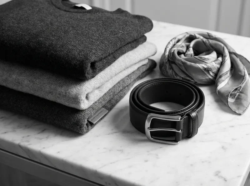 Fashion detail still-life — fabric and accessories